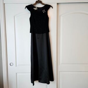 Vintage 90s Formal Dress Black Patra Petite Size 6 Sparkle Concert Minimalist